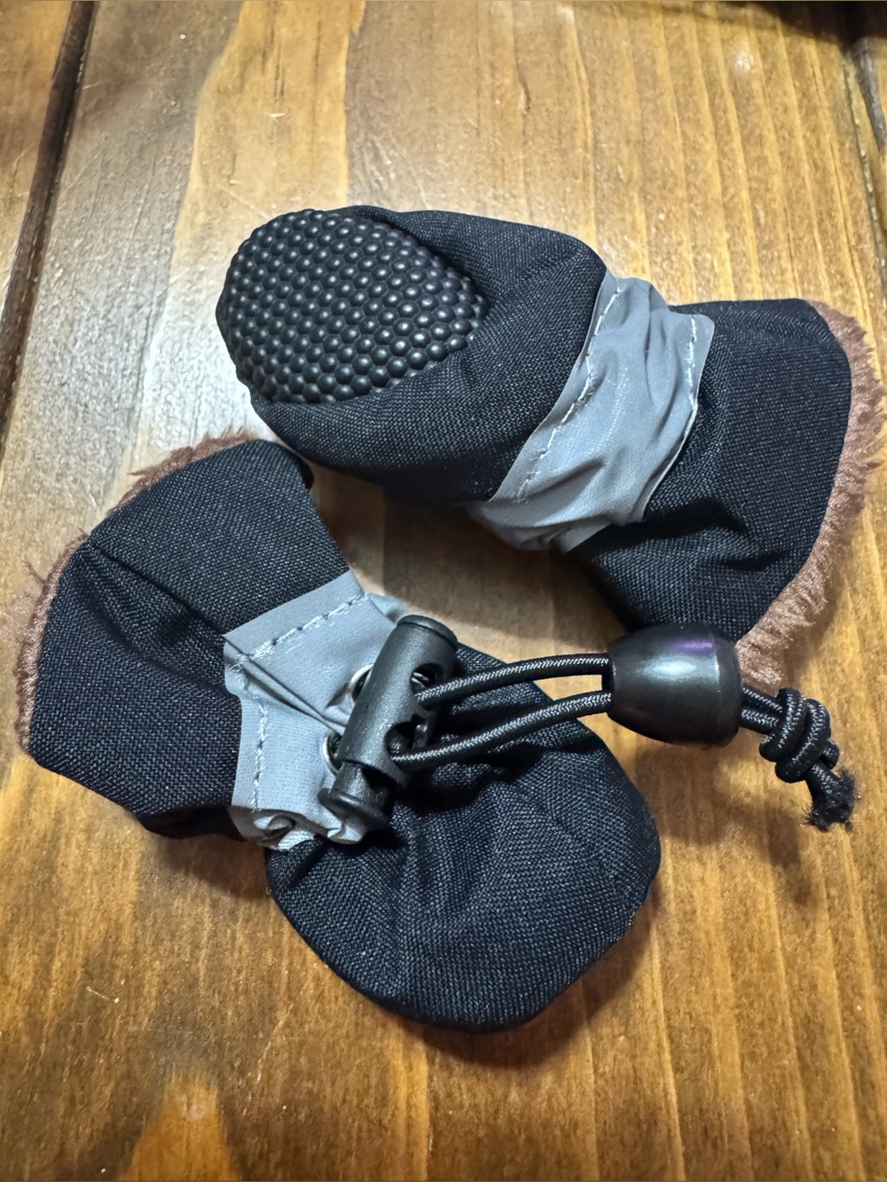 Black Reflective Trim Dog Booties with Adjustable Cord